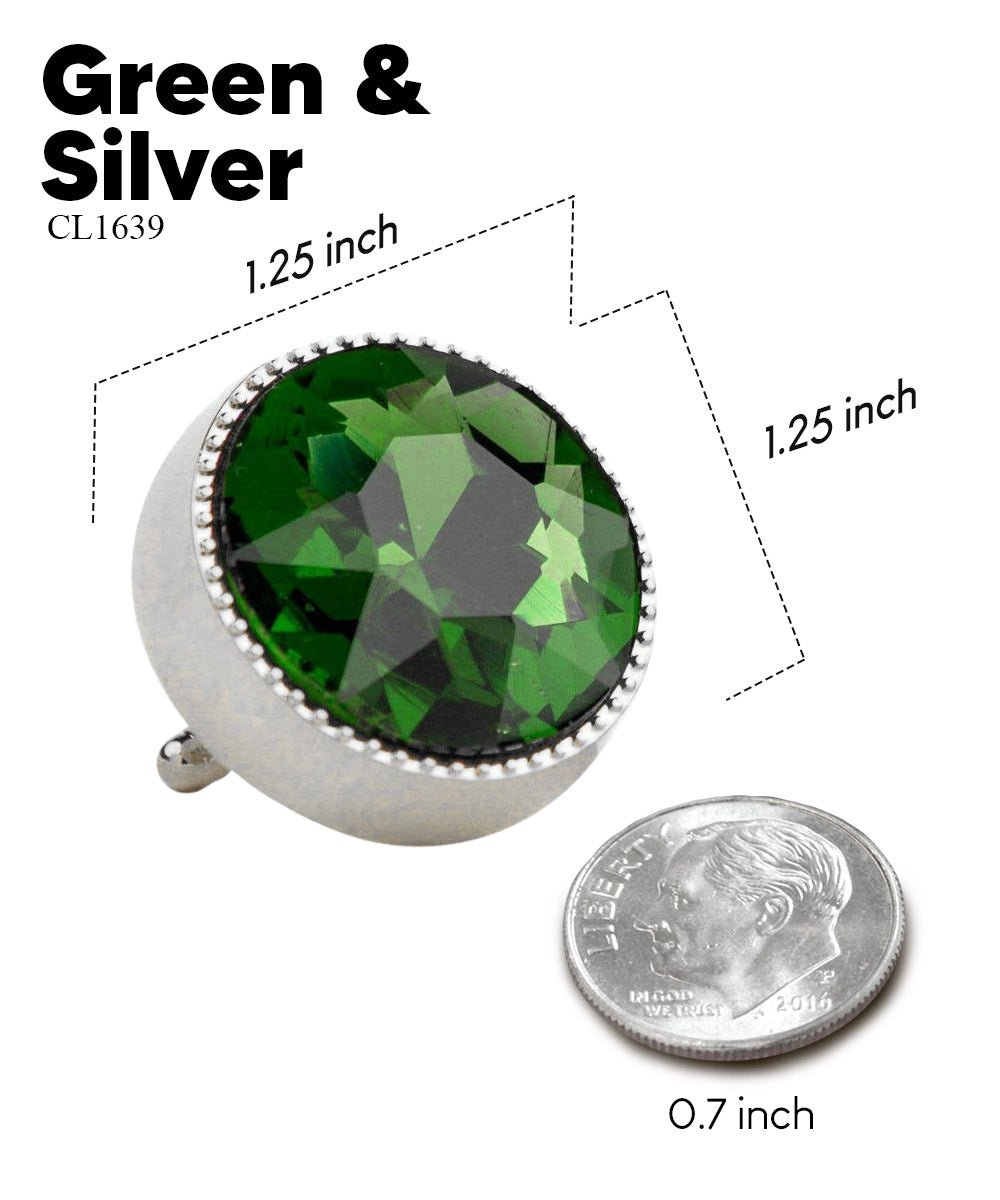 Vittorio Vico Large Colorful Tricep Colorstone Cufflinks: CL16XX Series - Green and Silver - Cufflinks - Vittorio Vico
