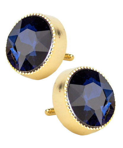 Vittorio Vico Large Colorful Tricep Colorstone Cufflinks: CL16XX Series - Navy Blue and Gold - Cufflinks - Vittorio Vico