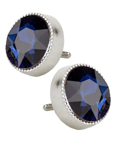 Vittorio Vico Large Colorful Tricep Colorstone Cufflinks: CL16XX Series - Navy Blue and Silver - Cufflinks - Vittorio Vico