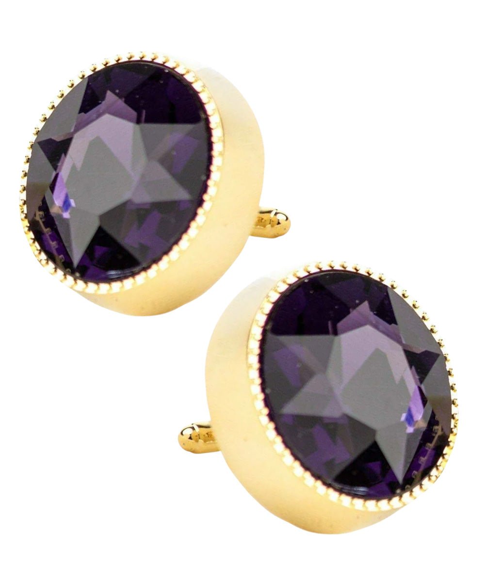 Vittorio Vico Large Colorful Tricep Colorstone Cufflinks: CL16XX Series - Purple and Gold - Cufflinks - Vittorio Vico