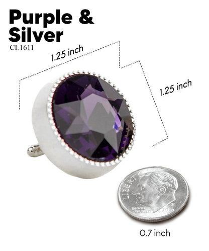 Vittorio Vico Large Colorful Tricep Colorstone Cufflinks: CL16XX Series - Purple and Silver - Cufflinks - Vittorio Vico