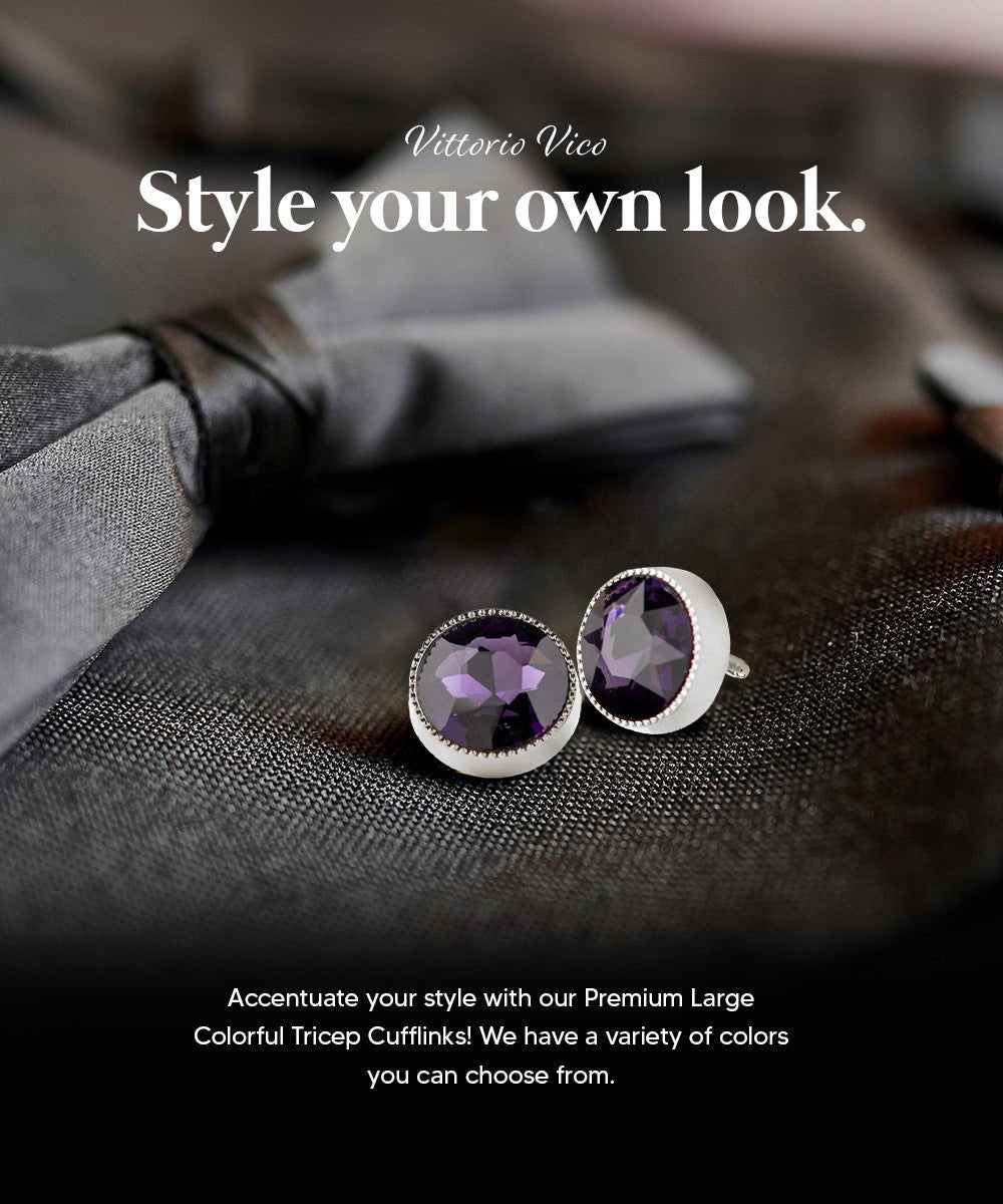 Vittorio Vico Large Colorful Tricep Colorstone Cufflinks: CL16XX Series - Purple and Silver - Cufflinks - Vittorio Vico