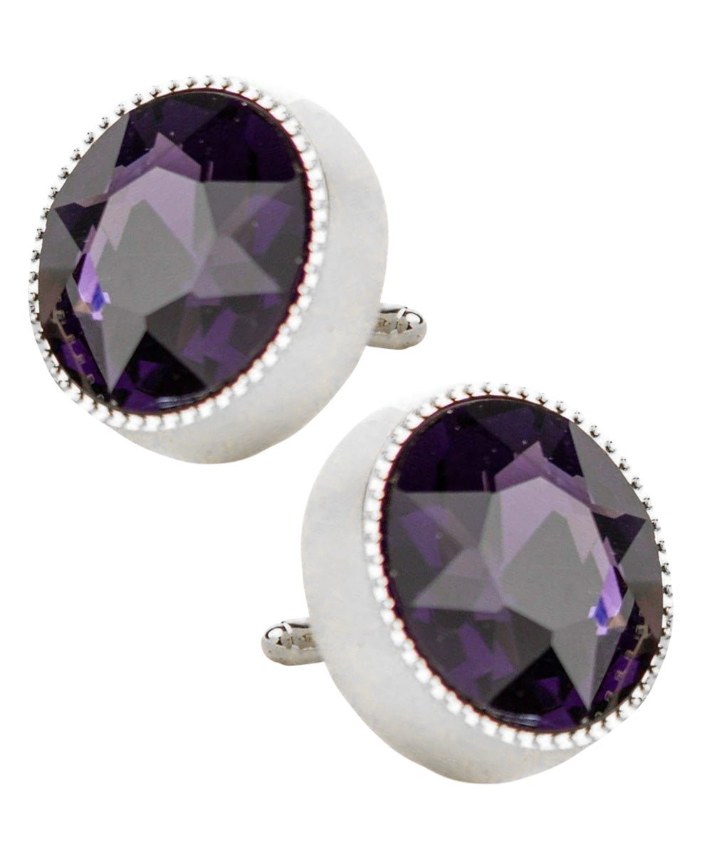 Vittorio Vico Large Colorful Tricep Colorstone Cufflinks: CL16XX Series - Purple and Silver - Cufflinks - Vittorio Vico