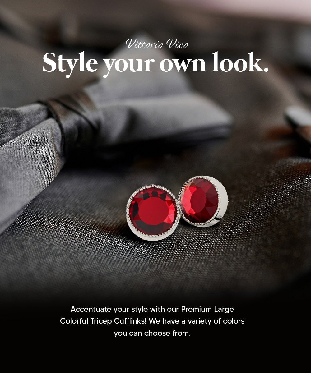 Vittorio Vico Large Colorful Tricep Colorstone Cufflinks: CL16XX Series - Black and Gold - Cufflinks - Vittorio Vico