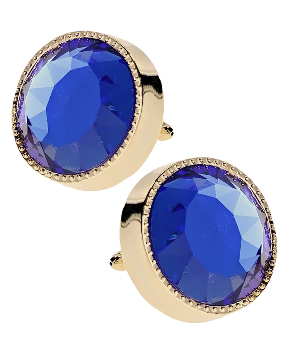 Vittorio Vico Large Colorful Tricep Colorstone Cufflinks: CL16XX Series - Royal Blue and Gold - Cufflinks - Vittorio Vico