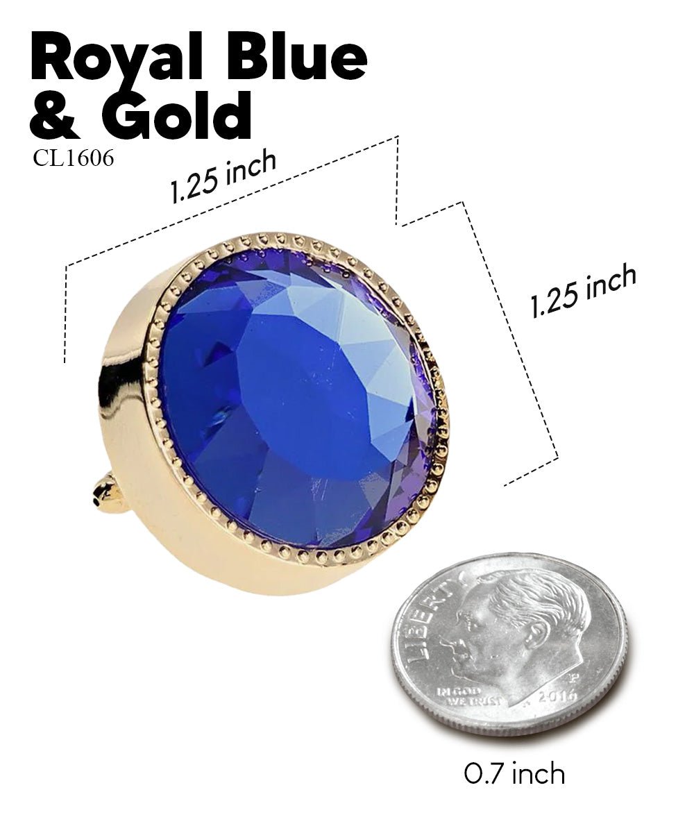 Vittorio Vico Large Colorful Tricep Colorstone Cufflinks: CL16XX Series - Royal Blue and Gold - Cufflinks - Vittorio Vico