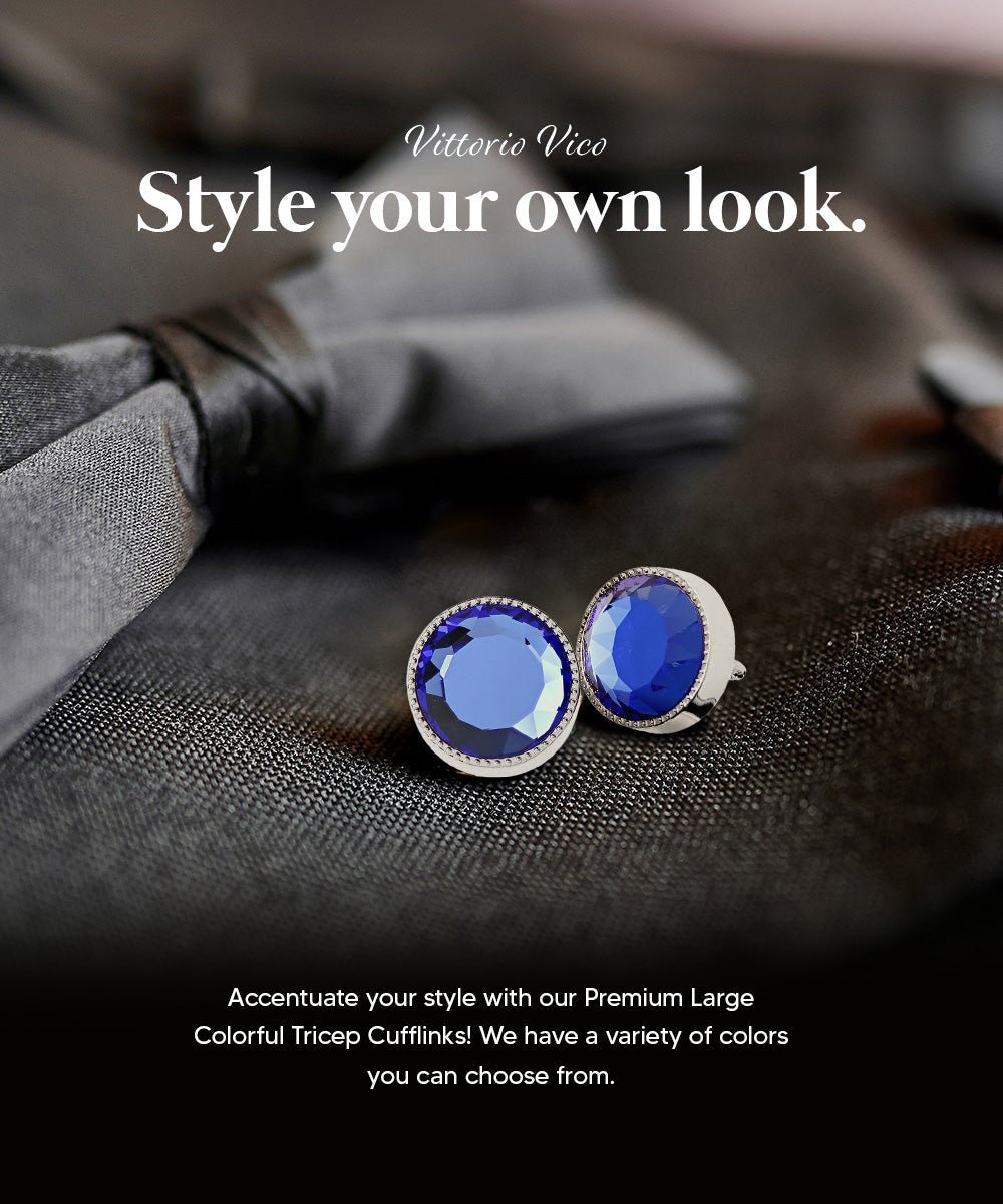 Vittorio Vico Large Colorful Tricep Colorstone Cufflinks: CL16XX Series - Royal Blue and Silver - Cufflinks - Vittorio Vico