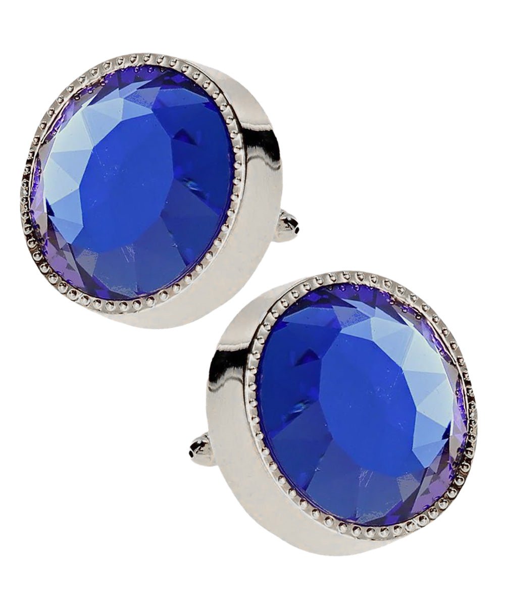Vittorio Vico Large Colorful Tricep Colorstone Cufflinks: CL16XX Series - Royal Blue and Silver - Cufflinks - Vittorio Vico