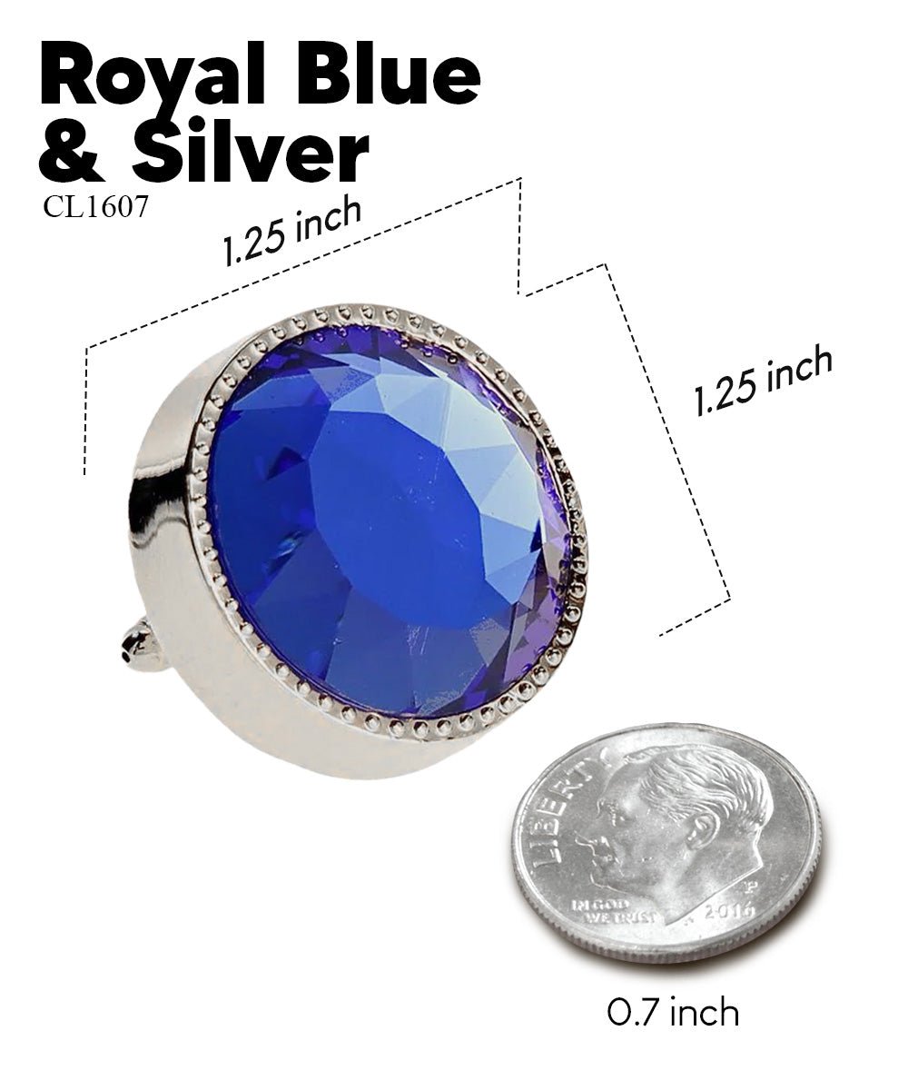 Vittorio Vico Large Colorful Tricep Colorstone Cufflinks: CL16XX Series - Royal Blue and Silver - Cufflinks - Vittorio Vico
