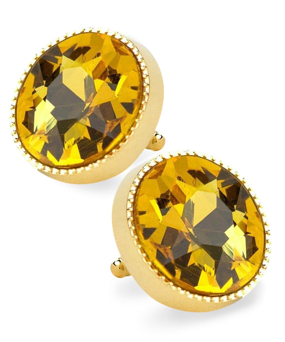 Vittorio Vico Large Colorful Tricep Colorstone Cufflinks: CL16XX Series - Yellow and Gold - Cufflinks - Vittorio Vico