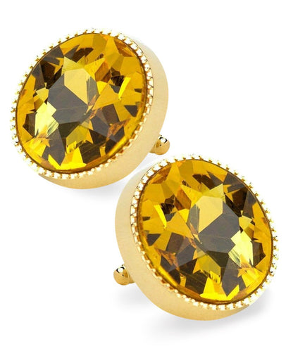 Vittorio Vico Large Colorful Tricep Colorstone Cufflinks: CL16XX Series - Yellow and Gold - Cufflinks - Vittorio Vico