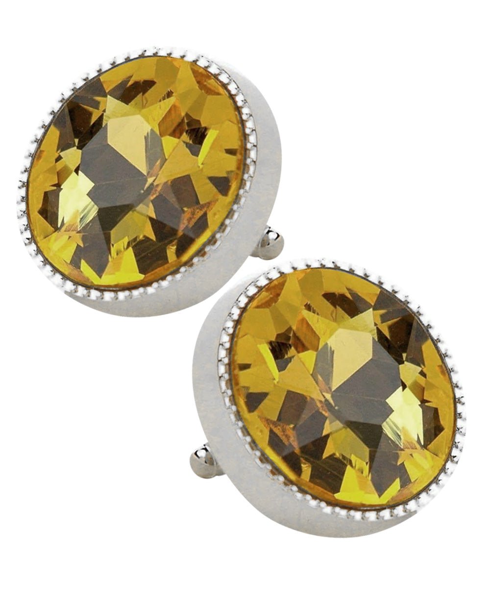 Vittorio Vico Large Colorful Tricep Colorstone Cufflinks: CL16XX Series - Yellow and Silver - Cufflinks - Vittorio Vico