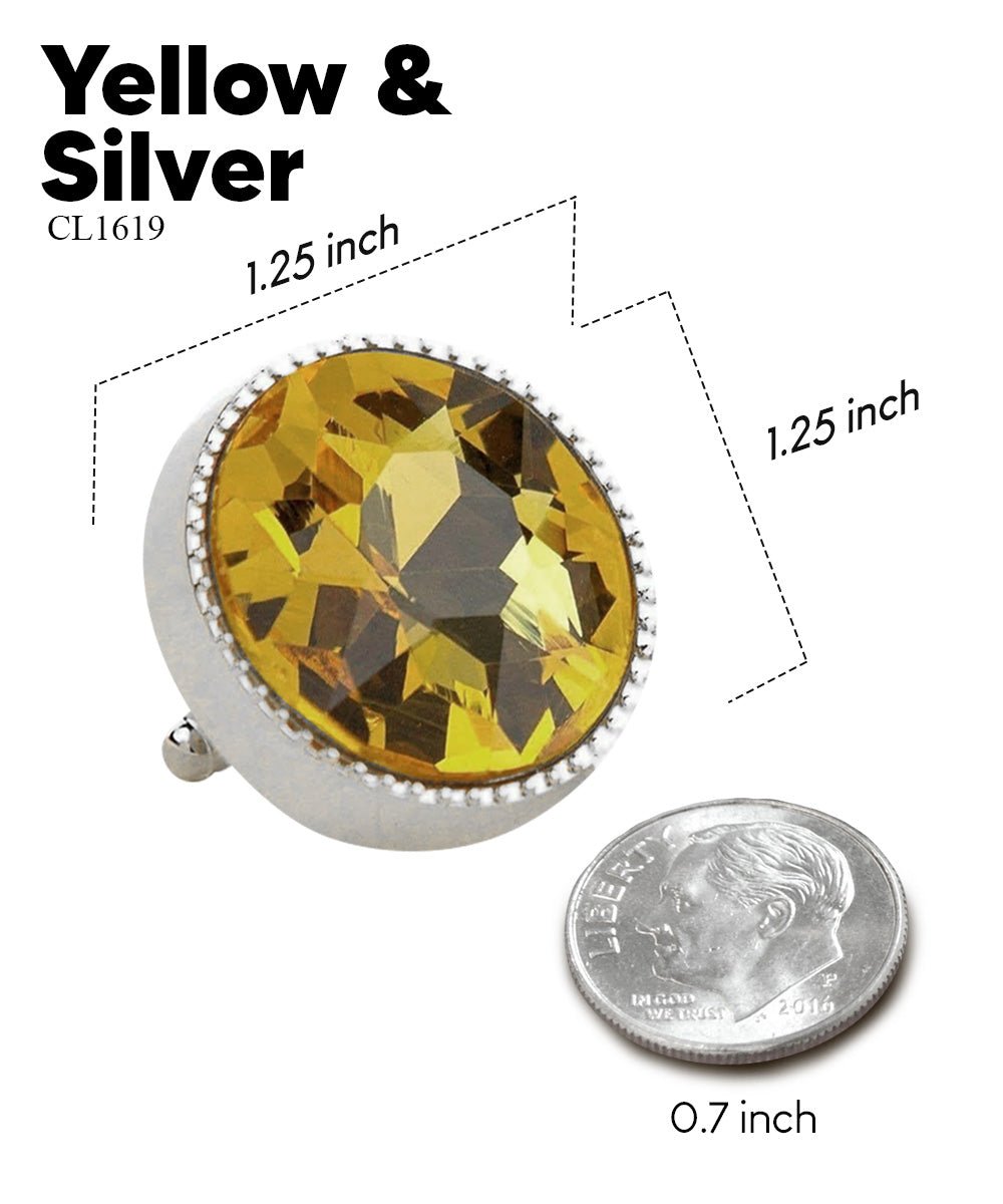 Vittorio Vico Large Colorful Tricep Colorstone Cufflinks: CL16XX Series - Yellow and Silver - Cufflinks - Vittorio Vico