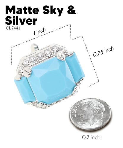 Vittorio Vico Large Rectangular Diamond Flanked Colorstone Crystal Cufflinks: CL 74XX Series - Matte Sky Blue and Silver - Cufflinks - Vittorio Vico
