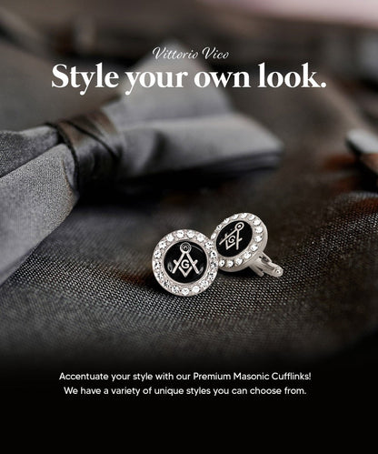 Vittorio Vico Masonic Themed Cufflinks: CL39XX Series - Bling and Silver - Cufflinks - Vittorio Vico