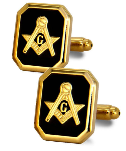 Vittorio Vico Masonic Themed Cufflinks: CL39XX Series - Onyx and Gold - Cufflinks - Vittorio Vico