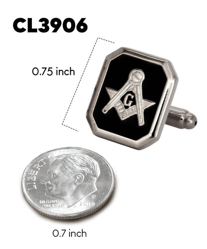 Vittorio Vico Masonic Themed Cufflinks: CL39XX Series - Onyx and Silver - Cufflinks - Vittorio Vico