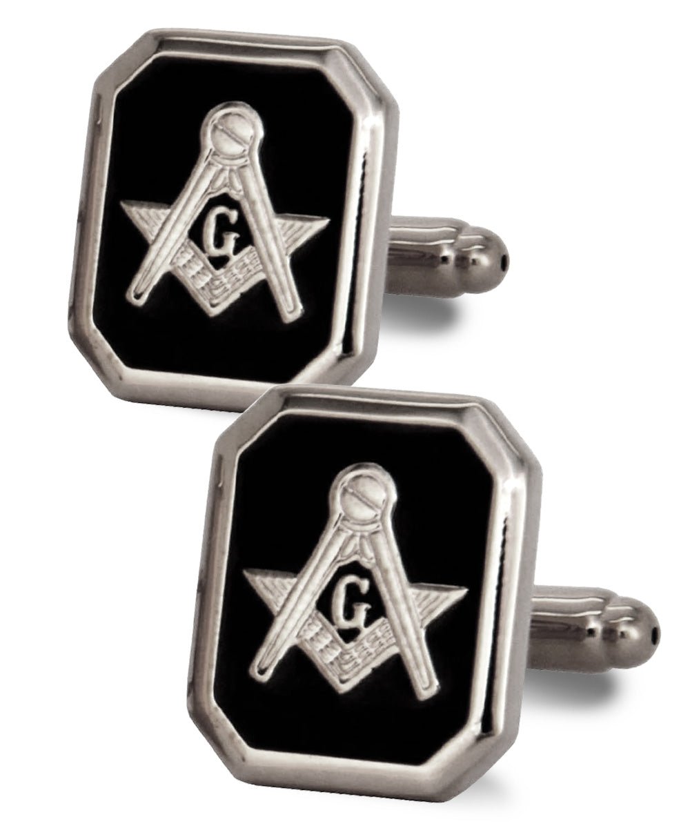Vittorio Vico Masonic Themed Cufflinks: CL39XX Series - Onyx and Silver - Cufflinks - Vittorio Vico