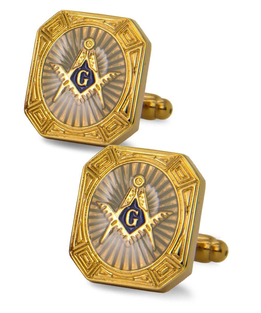 Vittorio Vico Masonic Themed Cufflinks: CL39XX Series - Rectangular and Gold - Cufflinks - Vittorio Vico