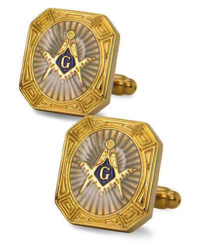 Vittorio Vico Masonic Themed Cufflinks: CL39XX Series - Rectangular and Gold - Cufflinks - Vittorio Vico