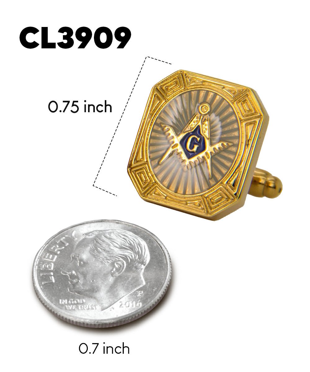 Vittorio Vico Masonic Themed Cufflinks: CL39XX Series - Rectangular and Gold - Cufflinks - Vittorio Vico
