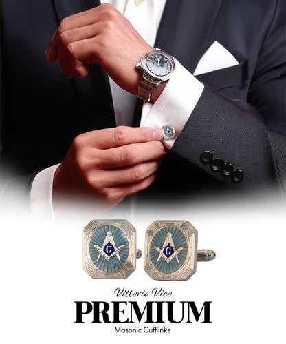 Vittorio Vico Masonic Themed Cufflinks: CL39XX Series - Rectangular and Gold - Cufflinks - Vittorio Vico