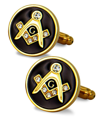 Vittorio Vico Masonic Themed Cufflinks: CL39XX Series - Round Studded and Gold - Cufflinks - Vittorio Vico