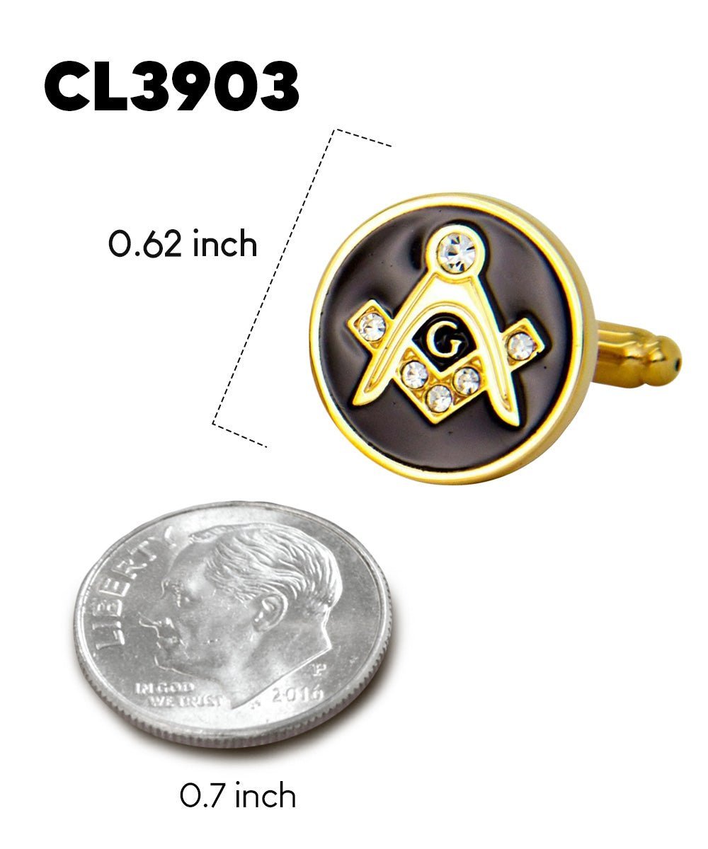Vittorio Vico Masonic Themed Cufflinks: CL39XX Series - Round Studded and Gold - Cufflinks - Vittorio Vico