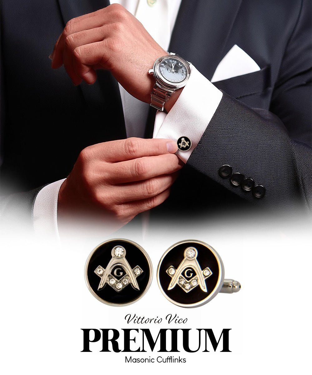 Vittorio Vico Masonic Themed Cufflinks: CL39XX Series - Bling and Silver - Cufflinks - Vittorio Vico