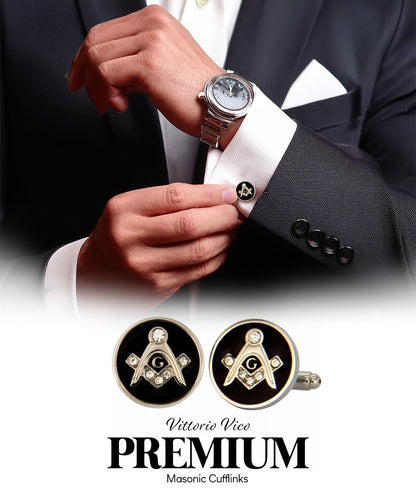 Vittorio Vico Masonic Themed Cufflinks: CL39XX Series - Bling and Silver - Cufflinks - Vittorio Vico
