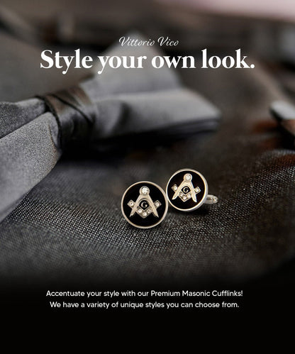 Vittorio Vico Masonic Themed Cufflinks: CL39XX Series - Round Studded and Silver - Cufflinks - Vittorio Vico