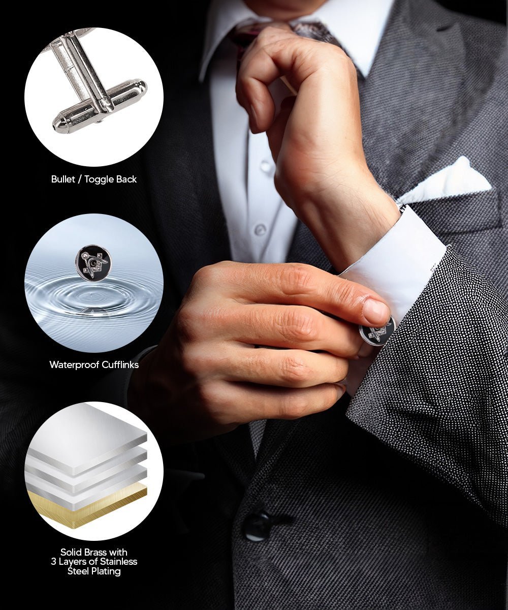 Vittorio Vico Masonic Themed Cufflinks: CL39XX Series - Bling and Silver - Cufflinks - Vittorio Vico