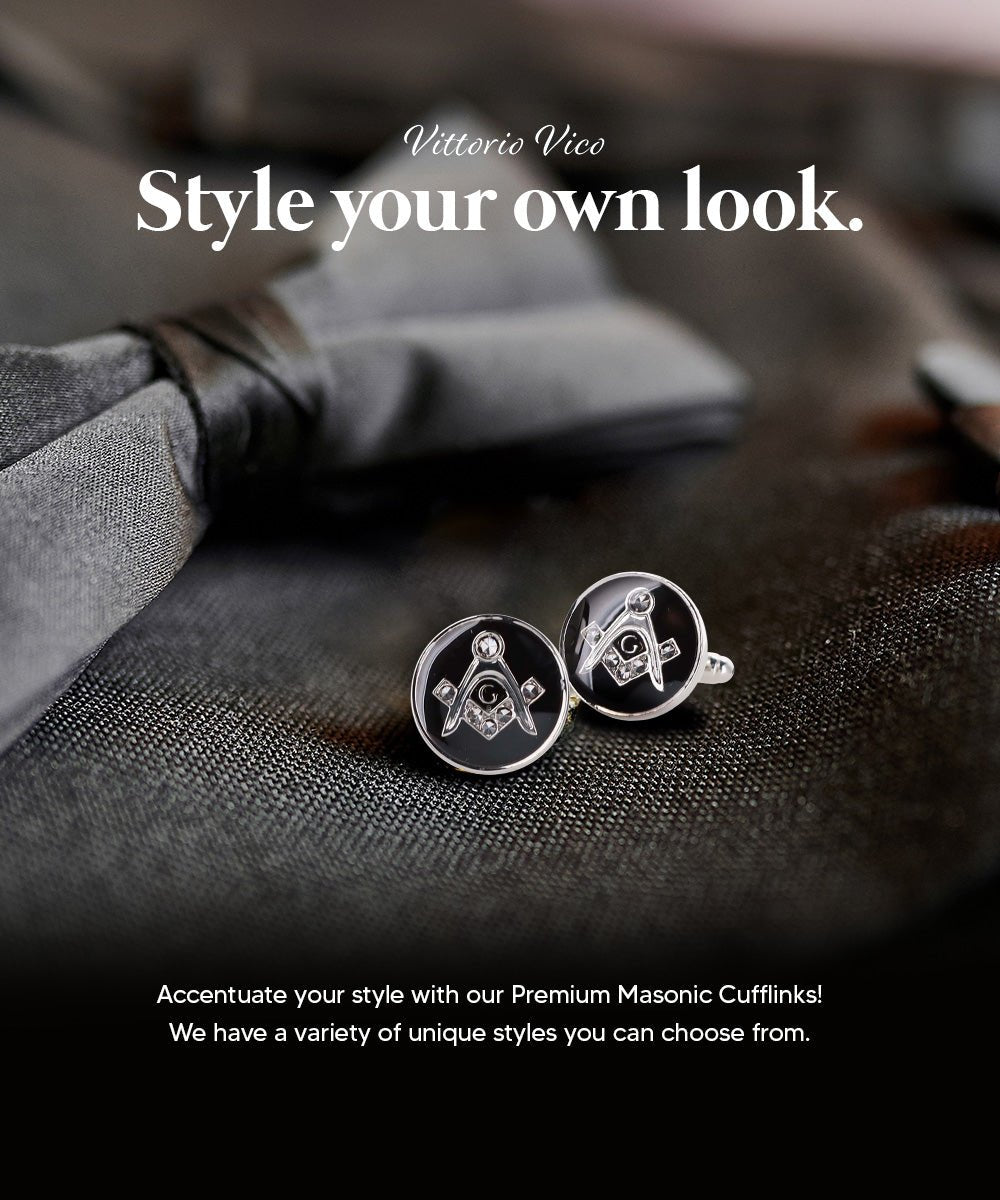 Vittorio Vico Masonic Themed Cufflinks: CL39XX Series - Bling and Silver - Cufflinks - Vittorio Vico