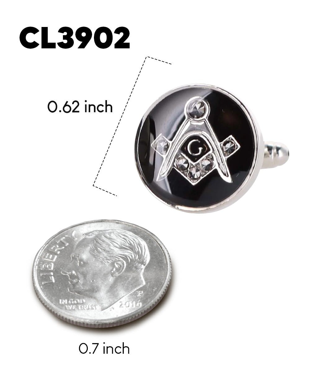 Vittorio Vico Masonic Themed Cufflinks: CL39XX Series - Shiny Round and Silver - Cufflinks - Vittorio Vico