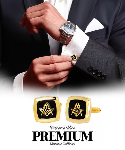 Vittorio Vico Masonic Themed Cufflinks: CL39XX Series - Square and Gold - Cufflinks - Vittorio Vico