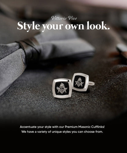Vittorio Vico Masonic Themed Cufflinks: CL39XX Series - Square and Silver - Cufflinks - Vittorio Vico
