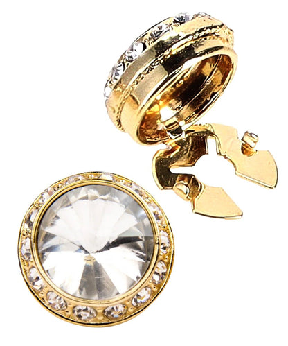 Vittorio Vico Men's Crystal Colorstone Button Cover - Clear and Gold - Button Covers - Vittorio Vico