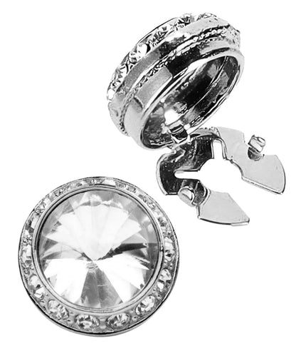Vittorio Vico Men's Crystal Colorstone Button Cover - Clear and Silver - Button Covers - Vittorio Vico