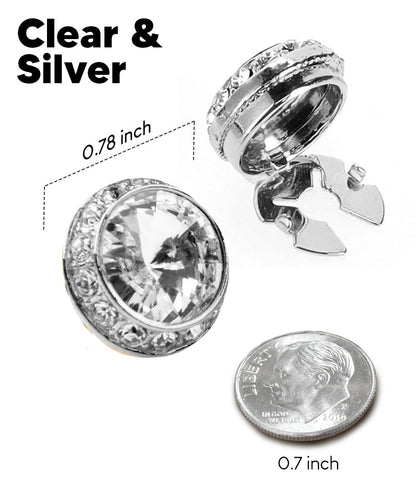 Vittorio Vico Men's Crystal Colorstone Button Cover - Clear and Silver - Button Covers - Vittorio Vico