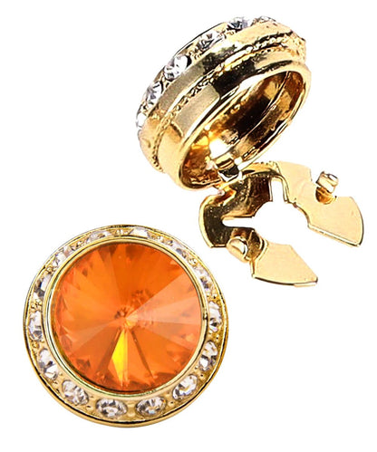 Vittorio Vico Men's Crystal Colorstone Button Cover - Orange and Gold - Button Covers - Vittorio Vico