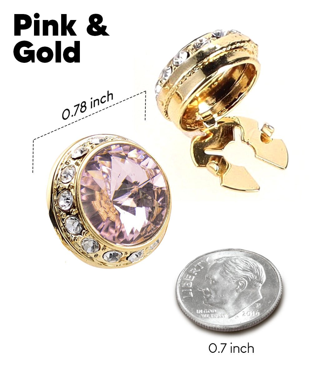 Vittorio Vico Men's Crystal Colorstone Button Cover - Black and Gold - Button Covers - Vittorio Vico