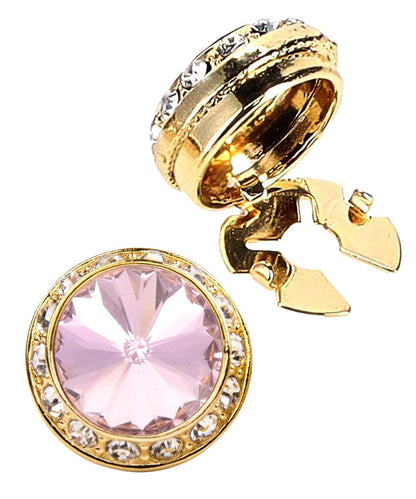 Vittorio Vico Men's Crystal Colorstone Button Cover - Pink and Gold - Button Covers - Vittorio Vico
