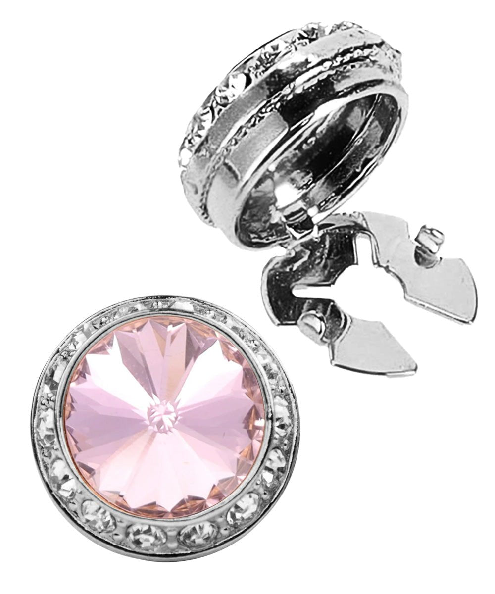 Vittorio Vico Men's Crystal Colorstone Button Cover - Pink and Silver - Button Covers - Vittorio Vico
