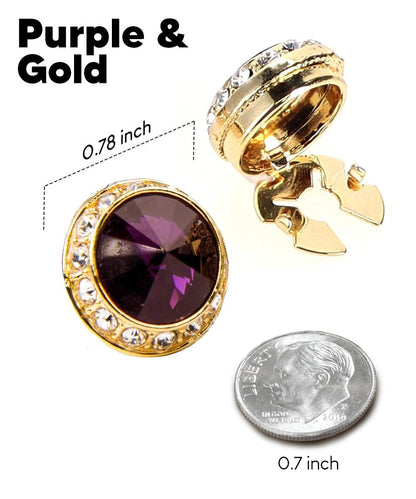 Vittorio Vico Men's Crystal Colorstone Button Cover - Purple and Gold - Button Covers - Vittorio Vico