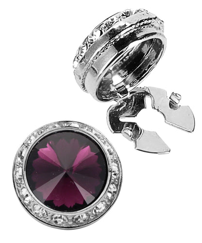 Vittorio Vico Men's Crystal Colorstone Button Cover - Purple and Silver - Button Covers - Vittorio Vico