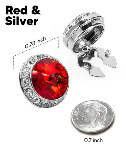 Vittorio Vico Men's Crystal Colorstone Button Cover - Red and Silver - Button Covers - Vittorio Vico