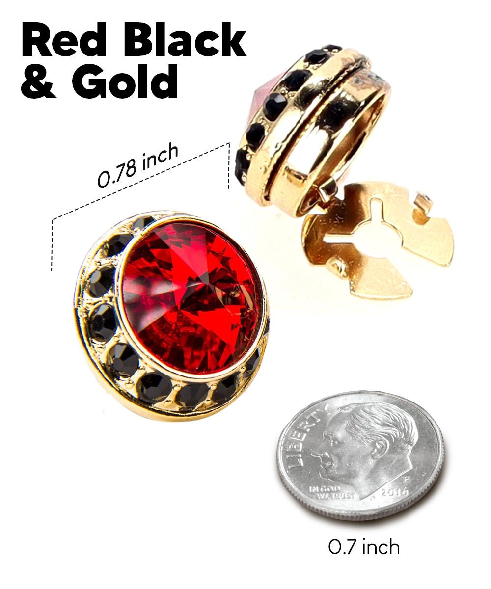 Vittorio Vico Men's Crystal Colorstone Button Cover - Red Black and Gold - Button Covers - Vittorio Vico