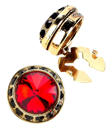 Vittorio Vico Men's Crystal Colorstone Button Cover - Red Black and Gold - Button Covers - Vittorio Vico