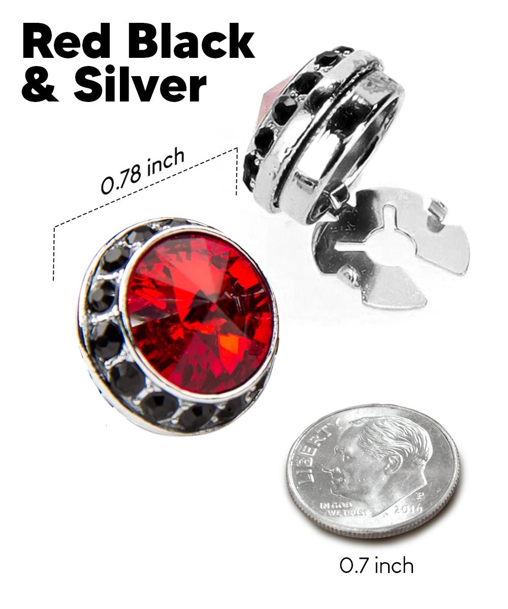 Vittorio Vico Men's Crystal Colorstone Button Cover - Red Black and Silver - Button Covers - Vittorio Vico