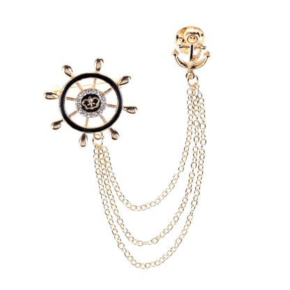 Vittorio Vico Men's Design Brooch in Gift Box - Gold Ship's Wheel - Brooche - Vittorio Vico